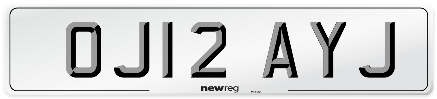 OJ12 AYJ Number Plate from New Reg